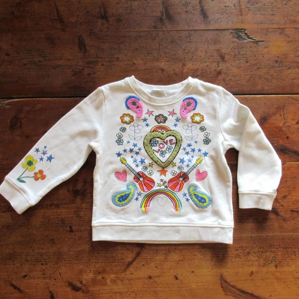Stella McCartney Kids Sweatshirt Girls 4 Rainbow Love Guitar Textured Groovy